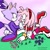 Size: 1080x1080 | Tagged: safe, artist:amyrosesimp1, artist:randomguy9991, amy rose, blaze the cat, cat, hedgehog, 2021, amy x blaze, amy's halterneck dress, blaze's tailcoat, blushing, clothes, cute, dress, female, females only, flowers, hand on cheek, lesbian, looking at each other, outdoors, shipping