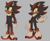 Size: 2048x1676 | Tagged: safe, artist:hibiscuit-rose, shadow the hedgehog, hedgehog, blushing, dark skin, ear fluff, ear piercing, frown, green blush, grey background, looking at viewer, looking offscreen, male, posing, redesign, scar, simple background, solo, standing, yellow sclera