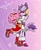 Size: 1380x1696 | Tagged: safe, artist:lily_nanami_, amy rose, blaze the cat, cat, hedgehog, 2023, amy x blaze, amy's halterneck dress, blaze's tailcoat, blushing, clothes, cute, dress, female, females only, hand on back, hand on hip, heart, lesbian, one eye closed, shipping