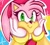 Size: 1440x1296 | Tagged: safe, artist:sadcrocs, amy rose, hedgehog, female, head rest, icon, looking at viewer, outline, pansexual, pansexual amy, pansexual pride, pride, pride flag background, smile, solo, sparkles