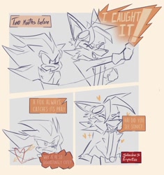 Size: 1749x1859 | Tagged: safe, artist:saturnlevite, miles "tails" prower, shadow the hedgehog, 2023, abstract background, aged up, captured, dialogue, duo, english text, gay, implied sonic, line art, older, shadow x tails, shipping, sonic boom (tv), standing, tied up