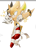 Size: 508x704 | Tagged: safe, artist:oin_09o, sonic the hedgehog, super sonic, 2023, fire, fire finger, looking ahead, ring, scar, simple background, smile, solo, sparkles, super form, white background