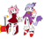 Size: 923x806 | Tagged: safe, artist:98chao, amy rose, blaze the cat, cat, hedgehog, 2023, amy x blaze, amy's halterneck dress, blaze's tailcoat, cute, female, flame, holding hands, lesbian, looking at them, piko piko hammer, shipping
