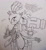 Size: 1280x1399 | Tagged: safe, artist:askamaze, amy rose, blaze the cat, cat, hedgehog, 2018, amy x blaze, amy's halterneck dress, back to back, blaze's tailcoat, cute, dress, english text, female, females only, flames, hammer, lesbian, looking back, piko piko hammer, shipping, sketch