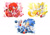 Size: 1072x745 | Tagged: safe, artist:finikart, knuckles the echidna, miles "tails" prower, sonic the hedgehog, echidna, fox, hedgehog, abstract background, banana, blueberry, fruit, looking at something, looking at viewer, pomegranate fruit, team sonic, trio