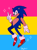 Size: 1280x1707 | Tagged: safe, artist:shystrail, sonic the hedgehog, 2018, pansexual, pansexual pride, pansexual sonic, pointing, pride flag background, signature, smile, solo, star (symbol)