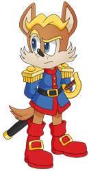 Size: 1280x2408 | Tagged: safe, artist:nico--neko, antoine d'coolette, coyote, belt, blue eyes, boots, brown fur, jacket, male, sword