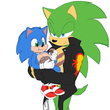 Size: 225x225 | Tagged: safe, artist:solar socks, scourge the hedgehog, sonic the hedgehog, hedgehog, blue eyes, blue fur, fingerless gloves, gloves, green eyes, green fur, jacket, male, scars, shoes, socks