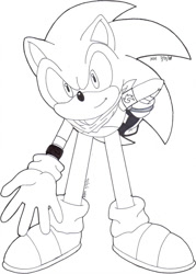 Size: 757x1055 | Tagged: safe, artist:gwencarson, sonic the hedgehog, hedgehog, gloves, male, shoes, socks