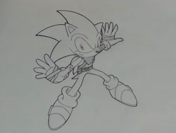 Size: 1032x774 | Tagged: safe, artist:gwencarson, sonic the hedgehog, hedgehog, belt, gloves, male, shoes, socks