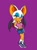 Size: 623x838 | Tagged: safe, artist:footman, rouge the bat, alternate outfit, female, hand on hip, looking at viewer, purple background, shorts, simple background, smile, smiling at viewer, solo, tank top