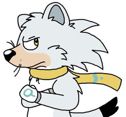 Size: 549x510 | Tagged: safe, artist:toonidae, silver the hedgehog, ermine, flat colors, frown, scarf, species swap