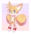 Size: 1872x2048 | Tagged: safe, artist:pappe76024, miles "tails" prower, fox, 2022, :3, blushing, blushing stomach, border, cute, gradient background, looking up at viewer, male, smile, solo, standing, tailabetes