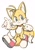 Size: 848x1200 | Tagged: safe, artist:toryex2, miles "tails" prower, fox, 2022, clenched fist, cute, devil horns (gesture), looking offscreen, male, simple background, smile, solo, tailabetes, walking, white background