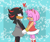 Size: 1280x1067 | Tagged: safe, artist:daniscribbles, amy rose, shadow the hedgehog, hedgehog, abstract background, amy x shadow, blushing, cute, dress, duo, duo female, eyes closed, female, females only, green blush, half r63 shipping, heart, holding hands, lesbian, looking at each other, shipping, smile, sparkles, standing, trans female, transgender