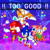 Size: 2048x2048 | Tagged: safe, artist:artattackkami, amy rose, knuckles the echidna, miles "tails" prower, sonic the hedgehog, sonic superstars, abstract background, chaos emerald, classic amy, classic knuckles, classic sonic, classic tails, english text, flying, group, holding something, smile, spinning tails