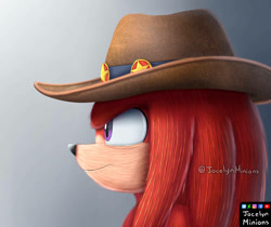 Size: 975x819 | Tagged: safe, artist:jocelynminions, knuckles the echidna, echidna, hat, knuckles' hat, male, movie style