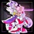 Size: 768x768 | Tagged: safe, artist:bladewarrior2020, amy rose, blaze the cat, cat, hedgehog, 2021, amy x blaze, amy's halterneck dress, blaze's tailcoat, blushing, clothes, cute, dress, eyes closed, female, females only, hugging, lesbian, shipping