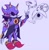 Size: 2013x2047 | Tagged: safe, artist:sonicattos, metal sonic, agender, alignment swap, black sclera, looking offscreen, purple background, robot, simple background, solo, solo agender, standing, waving