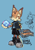 Size: 1669x2400 | Tagged: dead source, safe, artist:vermiixphantom, miles "tails" prower, nine, fox, sonic prime, sonic prime s2, bandaid, blue background, hand behind back, holding something, lidded eyes, paradox prism, signature, simple background, smile, solo, sparkle, standing