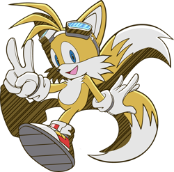 Size: 2500x2474 | Tagged: artist needed, safe, miles "tails" prower, fox, looking at viewer, mouth open, riders style, simple background, smile, solo, sonic riders, sonic riders: tournament edition, transparent background, v sign