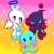 Size: 720x718 | Tagged: artist needed, source needed, safe, chao, abstract background, agender, agender only, chaobetes, cute, dark chao, eyelashes, hero chao, looking at viewer, neutral chao, redraw, smile, sparkles, trio, trio agender, useless source url