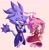 Size: 1811x1842 | Tagged: safe, artist:hfaaith, amy rose, blaze the cat, cat, hedgehog, 2023, amy x blaze, amy's halterneck dress, arms folded, blaze's tailcoat, cute, eyes closed, female, females only, hand on head, laughing, lesbian, mouth open, shipping, simple background, wagging tail