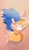 Size: 557x960 | Tagged: safe, artist:giaoux, miles "tails" prower, sonic the hedgehog, fox, hedgehog, 2023, abstract background, bandaid, bed, duo, gay, indoors, lying on side, male, males only, mouth open, pillow, shipping, signature, sleeping, sonic x tails