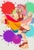 Size: 1403x2048 | Tagged: safe, artist:stressedfanzy, amy rose, 2023, abstract background, face paint, female, headcanon, looking back at viewer, mouth open, paint, pansexual, pansexual amy, pansexual pride, pride, pride flag, signature, smile, solo, standing on one leg, trans female, trans girl amy, trans pride, transgender