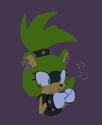 Size: 1073x1312 | Tagged: safe, artist:irregularcloudi, surge the tenrec, 2023, :<, blushing, cute, fingers together, nervous, no outlines, purple background, shrunken pupils, simple background, solo, surgabetes