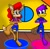 Size: 1602x1562 | Tagged: safe, artist:frostthehobidon, penelope the platypus, rosemary prower, fox, duo, duo female, female, hands together, indoors, platypus, standing on one leg, yoga