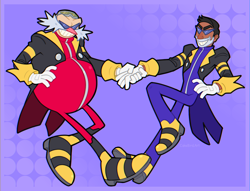 Size: 1450x1107 | Tagged: safe, artist:cakebird-art, agent stone, eggman nega, robotnik, abstract background, duo, gay, holding hands, nega form, robotnik x stone, shipping, smile