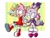 Size: 1024x768 | Tagged: safe, artist:alejandraquintero, amy rose, blaze the cat, cat, hedgehog, 2017, amy x blaze, amy's halterneck dress, blaze's tailcoat, clothes, cute, dress, female, females only, food, ice cream, lesbian, pointing, shipping