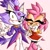 Size: 1280x1280 | Tagged: safe, artist:unoriginalcreator, amy rose, blaze the cat, cat, hedgehog, 2023, amy x blaze, amy's halterneck dress, blaze's tailcoat, blushing, clothes, cute, dress, eyes closed, female, females only, heart hands, lesbian, looking at viewer, shipping