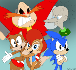 Size: 4700x4350 | Tagged: safe, artist:fartist2020, robotnik, sally acorn, snively robotnik, sonic the hedgehog, sally's vest and boots, sonic satam