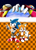 Size: 500x688 | Tagged: safe, artist:aamypink, miles "tails" prower, robotnik, sonic the hedgehog, fox, hedgehog, human, sonic the hedgehog 2, 2011, abstract background, alternate eye color, brown eyes, classic robotnik, classic sonic, classic sonic (universe), classic tails, death egg robot, male, poster, robot, smile, standing, trio, v sign, waving
