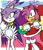 Size: 900x1043 | Tagged: safe, artist:toxicsonic, amy rose, blaze the cat, cat, hedgehog, 2011, amy x blaze, amy's halterneck dress, blaze's tailcoat, dress, female, females only, hammer, lesbian, looking at something, piko piko hammer, shipping