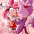 Size: 1280x1280 | Tagged: safe, artist:unoriginalcreator, amy rose, blaze the cat, cat, hedgehog, 2023, amy x blaze, amy's halterneck dress, blaze's tailcoat, blushing, clothes, cute, dress, english text, exclamation mark, female, females only, hand on cheek, hearts, lesbian, looking at each other, shipping