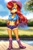 Size: 1364x2048 | Tagged: safe, artist:s3tok41b4, sally acorn, chipmunk, alternate outfit, boots, clothes, cowgirl outfit, daytime, female, front-knot midriff, hat, long hair, midriff, pose, shorts, standing, water
