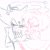 Size: 2048x2048 | Tagged: safe, artist:loveseiusa, amy rose, blaze the cat, cat, hedgehog, 2019, amy x blaze, amy's halterneck dress, blaze's tailcoat, blushing, clothes, cute, dress, eyes closed, female, females only, kiss on hand, lesbian, shipping, sketch, sweatdrop