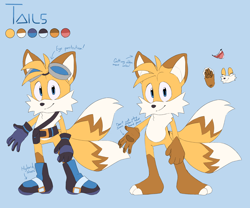 Size: 3186x2650 | Tagged: safe, artist:glimmerbee, miles "tails" prower, character name, redesign, reference sheet