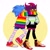 Size: 1280x1280 | Tagged: safe, artist:deardeeric, shadow the hedgehog, sonic the hedgehog, abstract background, agender, agender pride, agender shadow, blushing, cute, duo, gay, gay pride, gay sonic, hands in pocket, hugging, pride, shadow x sonic, shadowbetes, shipping, shoelaces, shorts, smile, sonabetes, standing, stockings, sweater, trans boy sonic, trans male, trans pride, transgender