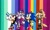 Size: 1069x652 | Tagged: safe, artist:fangirlva, blaze the cat, mighty the armadillo, sonic the hedgehog, whisper the wolf, 2021, abstract background, bi blaze, bisexual, bisexual pride, face paint, flag, gay, gay mighty, group, holding something, lesbian, lesbian pride, lesbian whisper, mlm pride, pansexual, pansexual pride, pansexual sonic, pride, pride flag, pride flag background, smile, standing