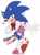 Size: 1292x1743 | Tagged: safe, artist:kerensoniconly, sonic the hedgehog, 2023, alternate outfit, blushing, crossdressing, ear piercing, earring, english text, femboy, heart, lidded eyes, looking at viewer, male, mouth open, odd shoes, pointing, school uniform, signature, smile, solo