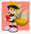 Size: 1700x1896 | Tagged: safe, artist:mintokitsune_, artist:pepamintopatty, miles "tails" prower, abstract background, apron, border, brown nose, cap, cute, fluffy, happy meal, holding something, lineless, mcdonalds, mcdonalds employee outfit, smile, solo, standing, tailabetes