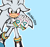 Size: 2048x1907 | Tagged: safe, artist:chibi-0004, silver the hedgehog, blue background, blushing, frown, leg fluff, looking at viewer, male, outline, simple background, sketch, solo, standing, white outline