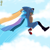 Size: 2048x2048 | Tagged: safe, artist:darth-sonny, sonic the hedgehog, abstract background, clouds, flag, green sclera, holding something, mid-air, mouth open, movie style, nonbinary, nonbinary pride, nonbinary sonic, pride, pride flag, smile, solo, solo nonbinary