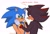 Size: 2048x1408 | Tagged: safe, artist:wwstpfm, shadow the hedgehog, sonic the hedgehog, hedgehog, 2023, blushing, cute, dialogue, duo, english text, exclamation mark, gay, hands on another's face, lidded eyes, looking at each other, male, mouth open, shadow x sonic, shadowbetes, shipping, simple background, smile, sonabetes, standing, text, white background