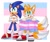 Size: 1680x1401 | Tagged: safe, artist:crazygreenfluff, miles "tails" prower, sonic the hedgehog, fox, hedgehog, 2023, abstract background, duo, gay, headcanon, heart hands, holding something, looking at viewer, male, positivity, pride, pride flag, pride flag background, shipping, smile, sonic x tails, standing, trans boy tails, trans male, trans pride, transgender