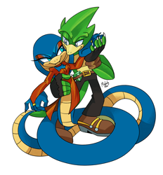 Size: 2530x2724 | Tagged: safe, artist:melodycler01, artist:melodyclerenes, oc, oc:drago the lizard, oc:viper the cobra, lizard, anti-mobius, cobra, couple, dancing, oc x oc, shipping, snake, straight, the order emerald